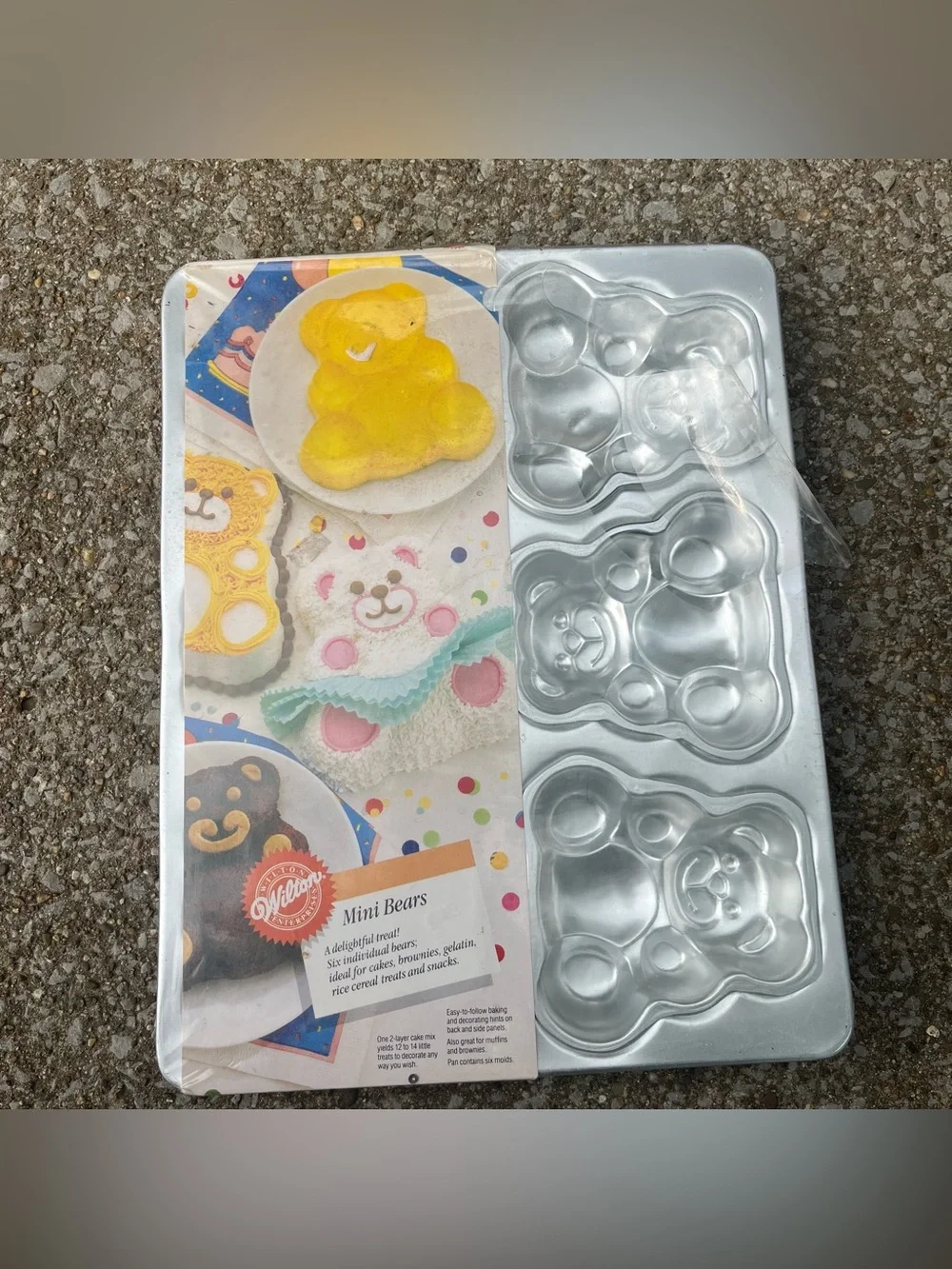 Vintage Wilton Mini Bears Cake Pan 1991 Aluminum 6-Mold w/ Insert